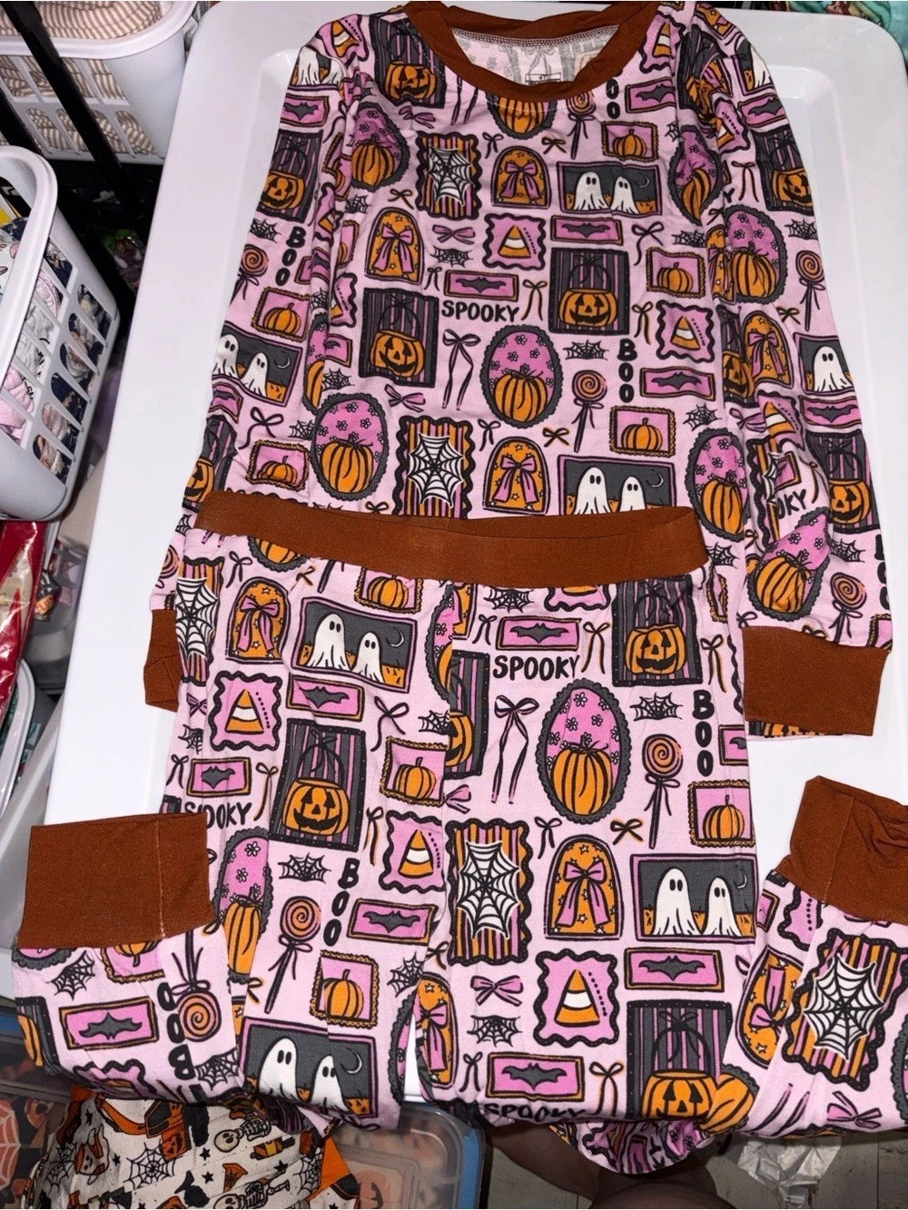 Girls Halloween Pajama Set Pink & Brown Girls 4T NWOT